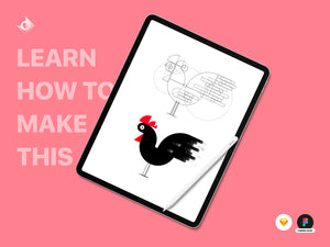 Illustrations of a wireframe and colored geometric chicken with the text "Learn How To Make This!"