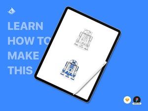Illustrations of Star Wars robots "BB-8" and "R2D2" with the text "Free Source File!"
